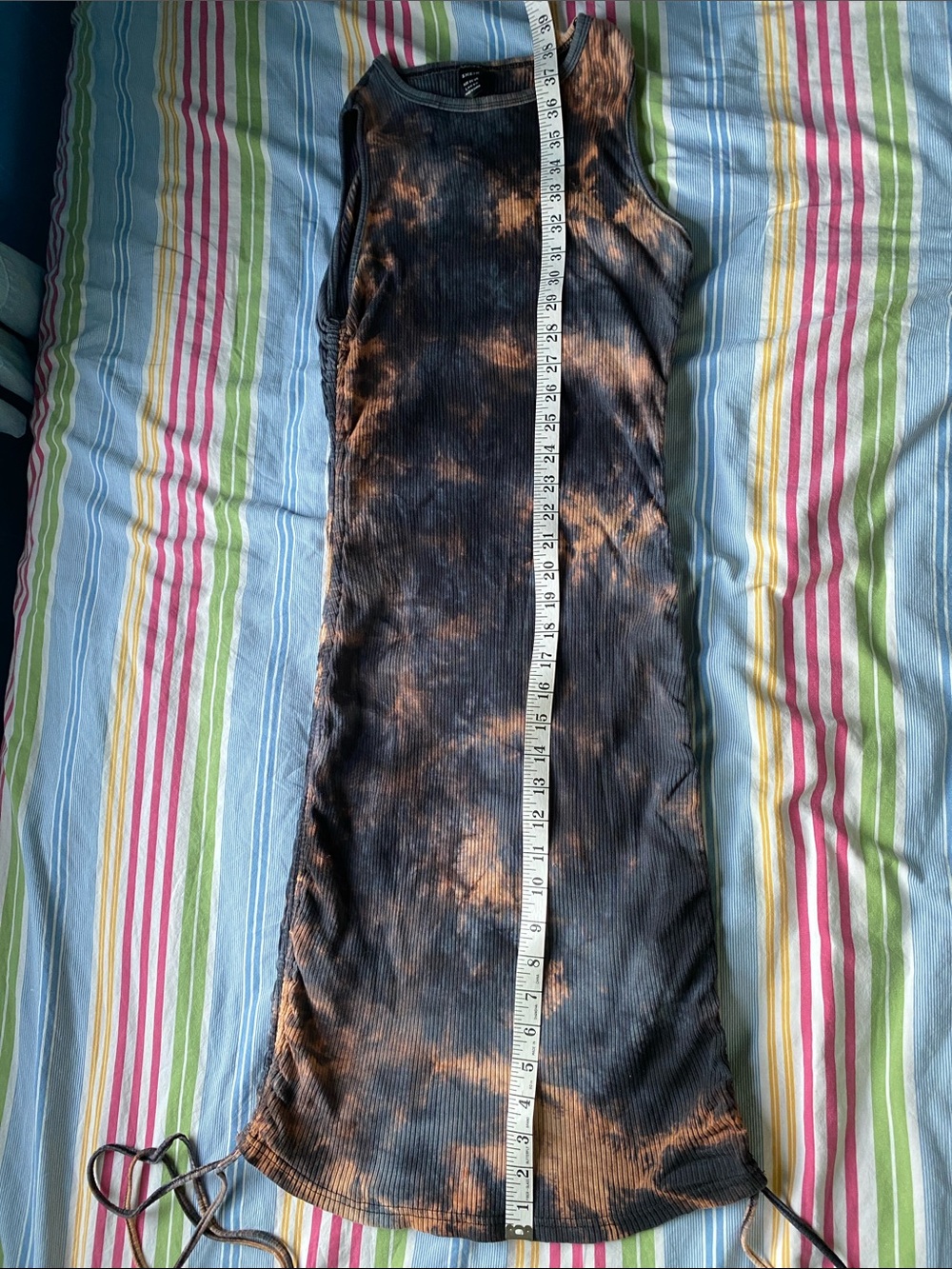SHEIN Black and Tan Tie-Dye Ribbed Midi Dress - Picture 3 of 6